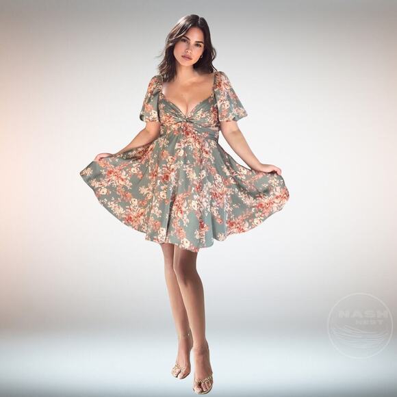 Altar'd State Annemarie Sage Floral Mini Dress | Zimmermann-Vibes, Cottage-core Altar'd State Annemarie Sage Floral Mini Dress | Zimmermann-Vibes, Cottage-core